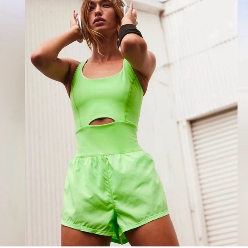 FP Movement by Free People Neon Green Cutout Romper